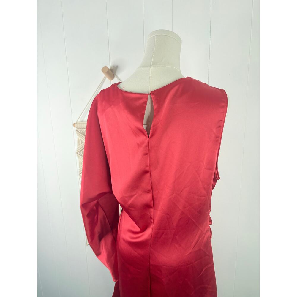 NWT Zara Red Satin One Shoulder Long Sleeve Mini Dress Plus Size XXL - Picture 11 of 13